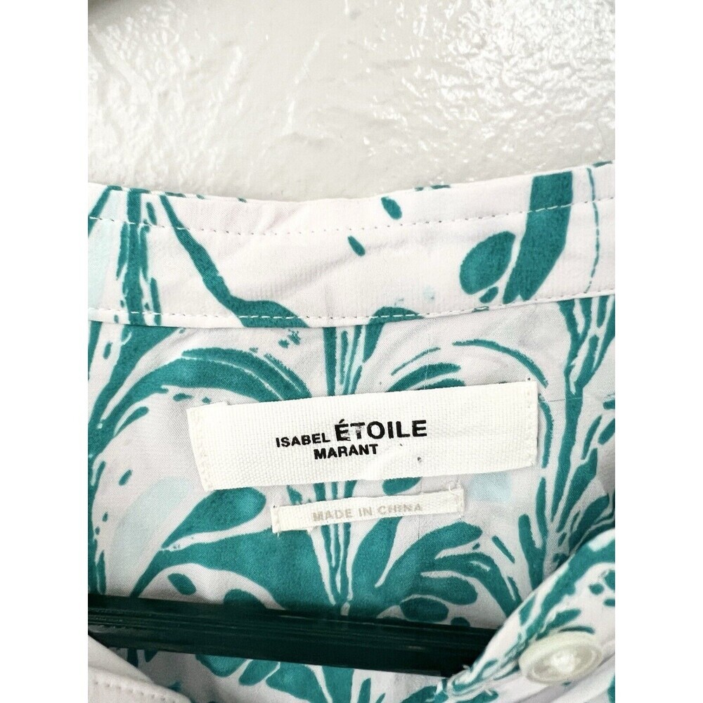 Isabel Marant Etoile Viscose Boho Boxy Blouse Top Artsy White Green Art Top 36 4 - Picture 4 of 11